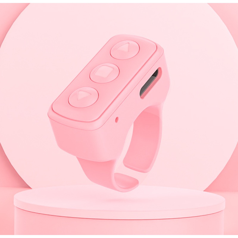 2-Piece Pink Bluetooth Video Controller – 3-Button Remote for TikTok and Page Scrolling