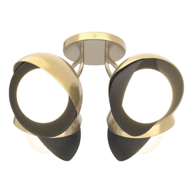 Brooklyn 4-Light Double Shade Semi-Flush Modern Brass Black