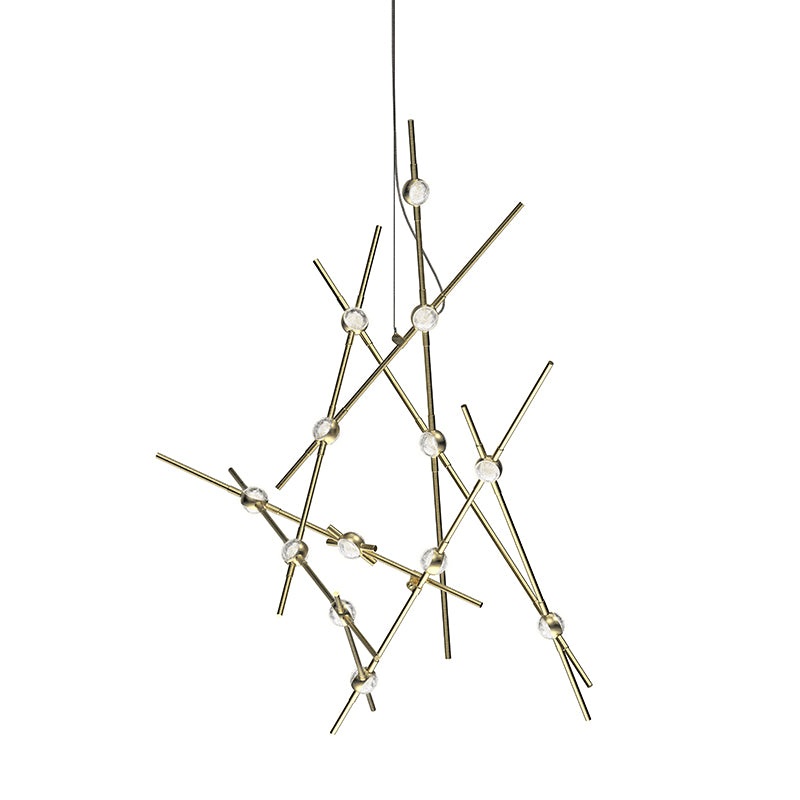 Constellation Aquila Minor Satin Brass with Clear Faceted Acrylic 2700K 10′ Adjustable Cord/Cable