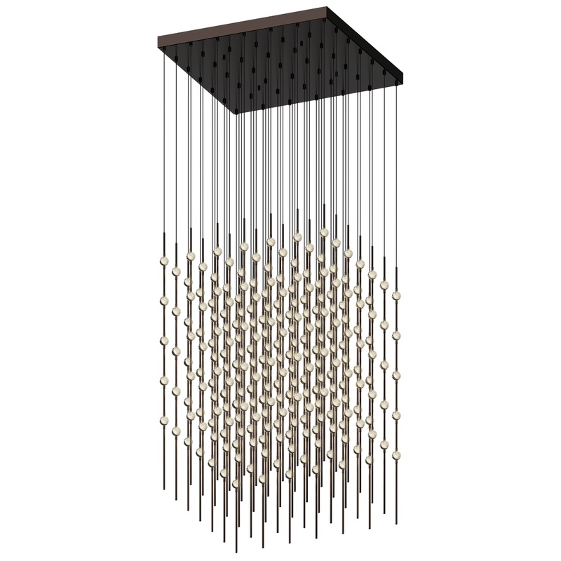 Constellation Cosmic Cube 30″ LED Pendant Espresso Black with Clear Faceted Acrylic 3000K 20′ Adjustable Cord
