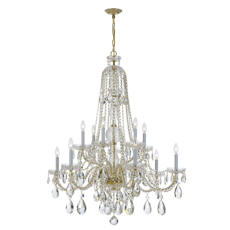 Crystorama 1112-PB-CL-S Traditional Crystal 12 Light Chandelier Polished Brass