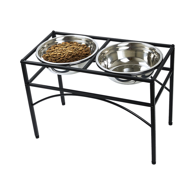 Dual Elevated Raised Pet Dog Puppy Feeder Bowl Stainless Steel Food Water Stand