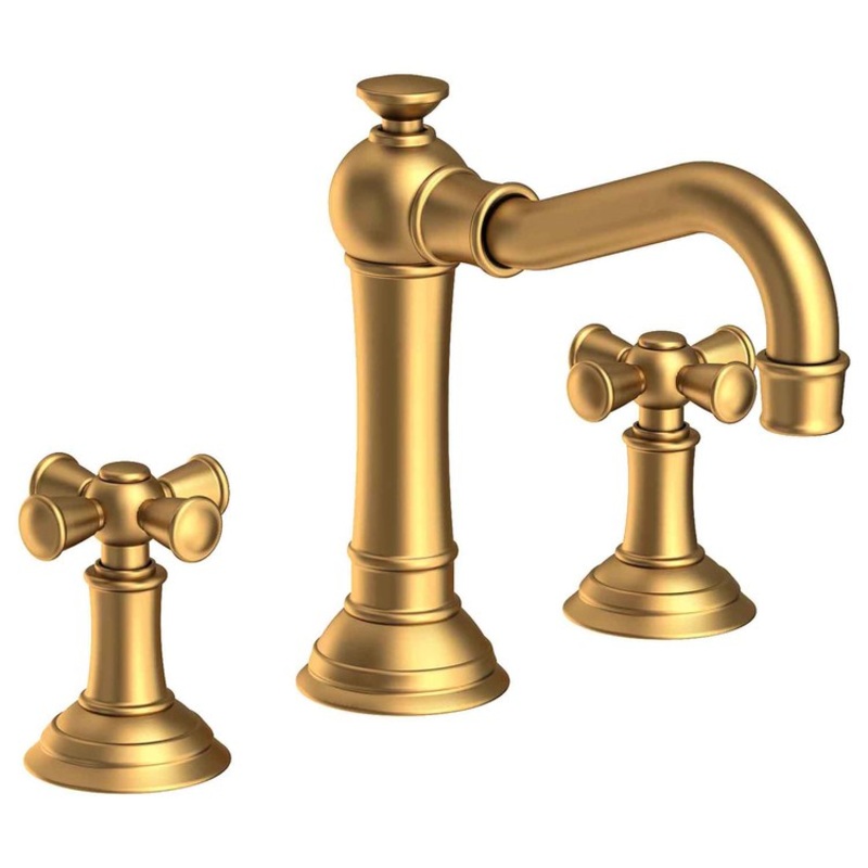 Lavatory Faucet Jacobean Widespread 8 to 20 Inch Spread 2 Cross ADA Satin Bronze PVD 1.2 Gallons per Minute Brass Spout Height 4-13/16 Inch