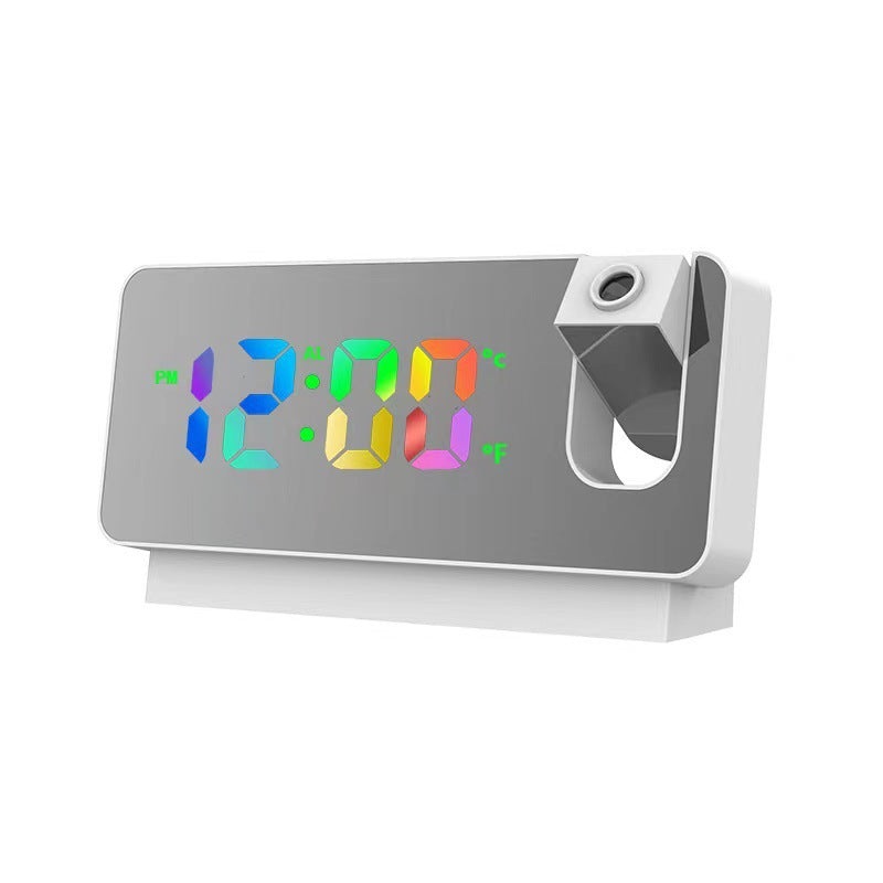 LED Digital Projection Alarm Clock – Temperature, Date, Snooze & 180 Adjustable Projector(White shell color screen)