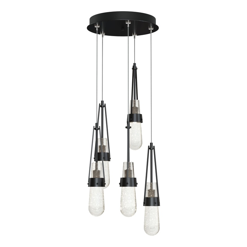 Link 5-Light Blown Glass Pendant Ink Clear Bubble Glass (YG)
