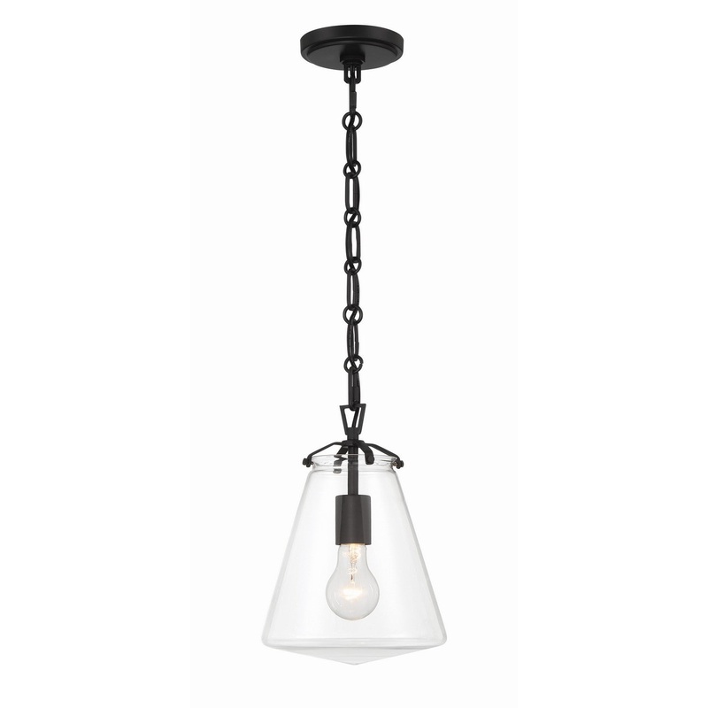 One Light Mini Pendant from the Voss Collection in Matte Black Finish by Crystorama