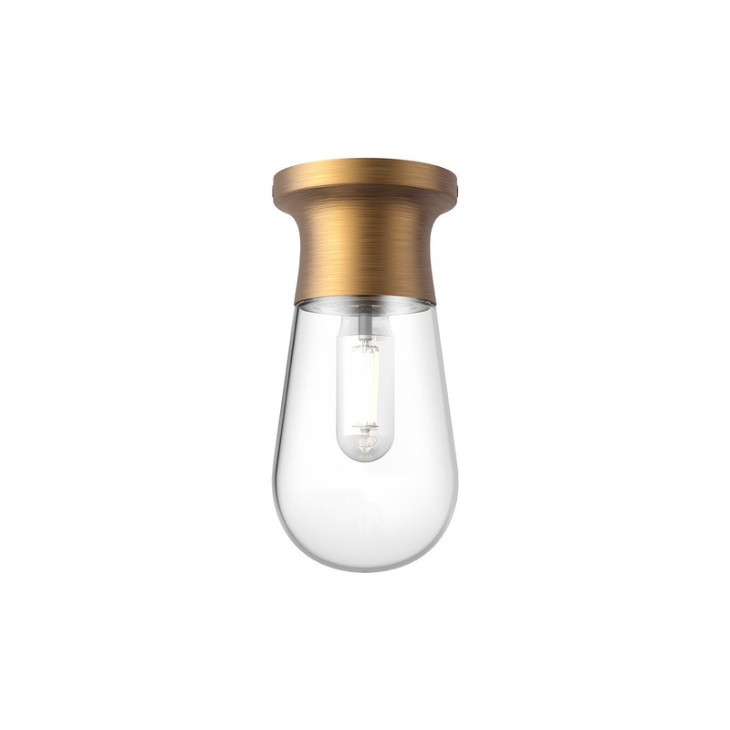 One Light Semi-Flush Mount from the Marcel Collection in Aged Gold|Chrome|Matte Black Finish by Alora