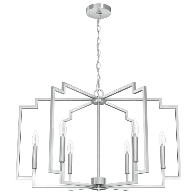 Six Light Chandelier from the Zoanne Collection in Brushed Nickel Finish by Hunter