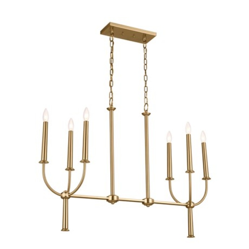 Six Light Linear Chandelier from the Florence Collection in Brushed Natural Brass Finish by Kichler
