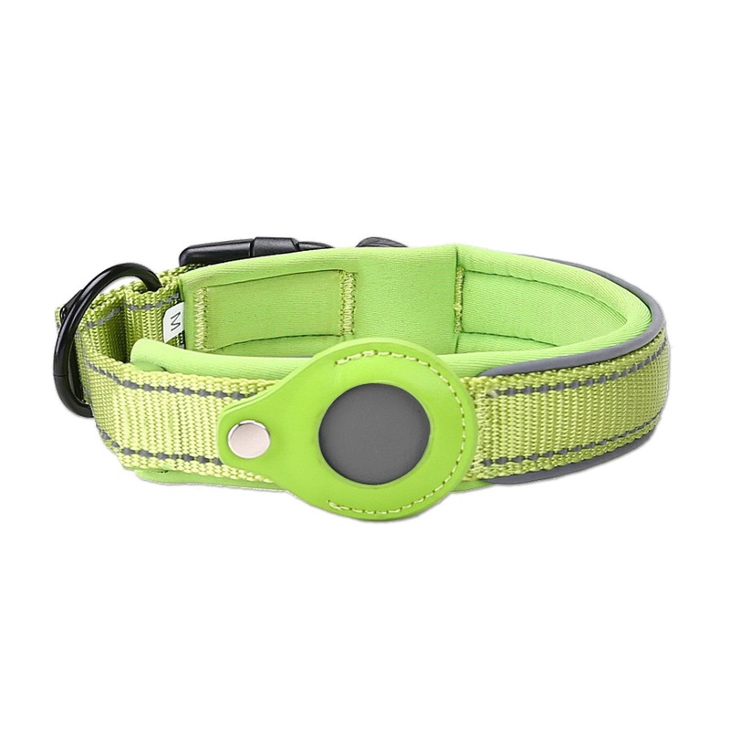Size L Green Reflective Adjustable Anti-Lost Pet Collar (For Apple AirTag – Collar Only, Tracker Not Included)