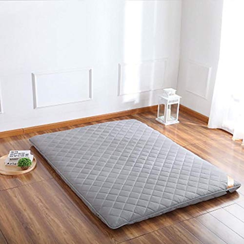 Tradizionale Giapponese Pavimento Futon Materassi,100% Cotone Trapuntato Tatami Pieghevole Sedia Stuoie per Yoga Meteria-Grigio 180x200cm(71x79inch)