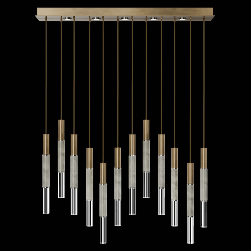 Antonia 61″W Rectangular Pendant Gold Leaf/Nickel/Smoke