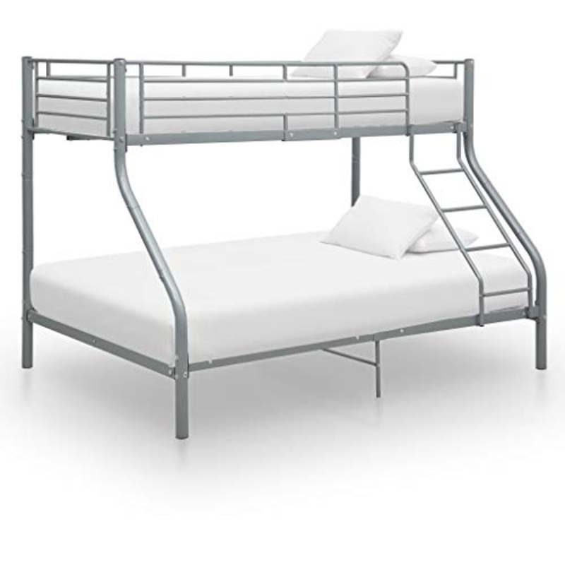 BIGTO – Struttura letto a castello in metallo, per camera da letto, colore: grigio, 140 x 200 cm, 90 x 200 cm