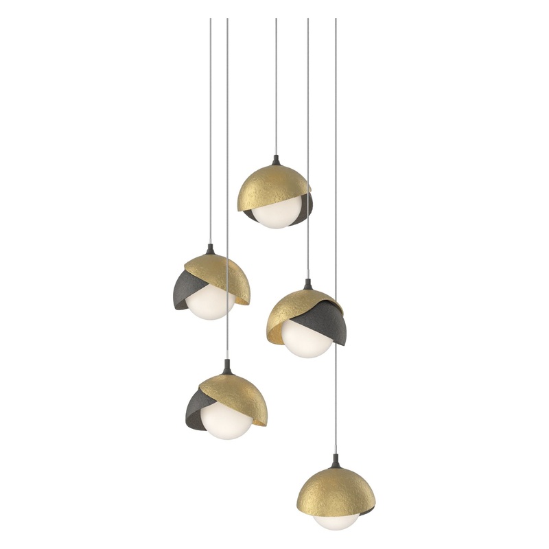 Brooklyn 5-Light Double Shade Pendant Natural Iron Modern Brass