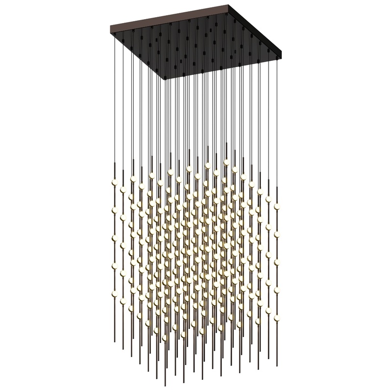 Constellation Cosmic Cube 30″ LED Pendant Espresso Black with White Optical Acrylic 3000K 20′ Adjustable Cord