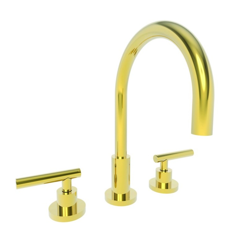 East Linear Two Handle Widespread Bathroom Faucet with Lever Handles with Drain – Polished Gold PVD