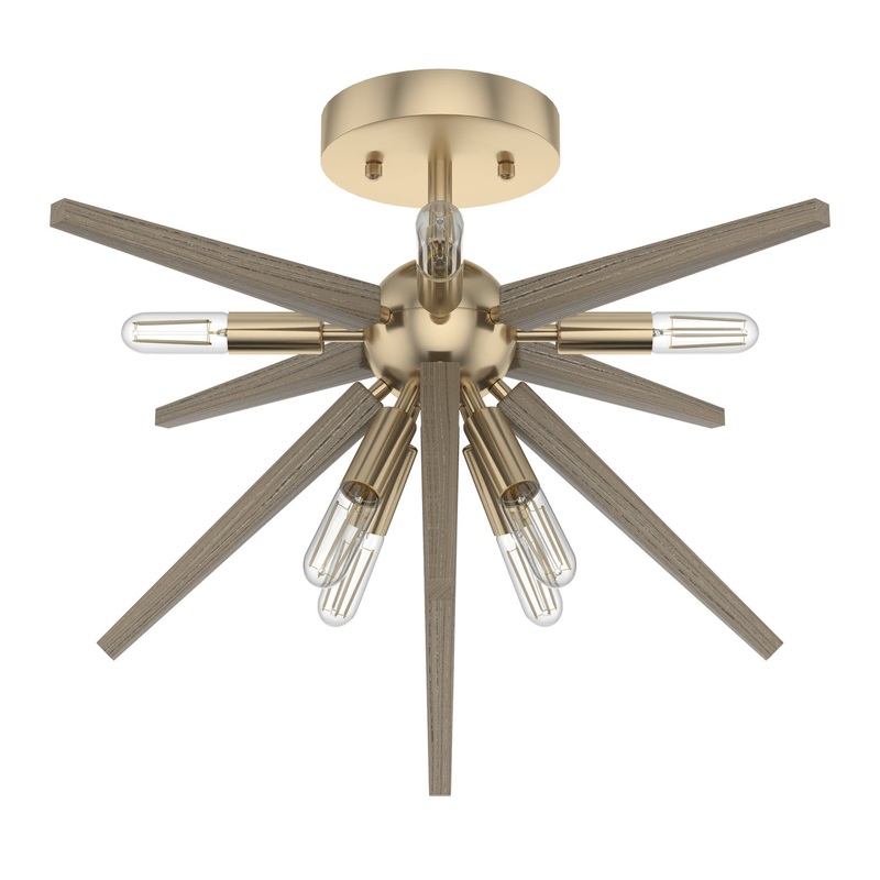 Eight Light Semi-Flush Mount from the Jupiter Star Collection in Alturas Gold Finish by Hunter