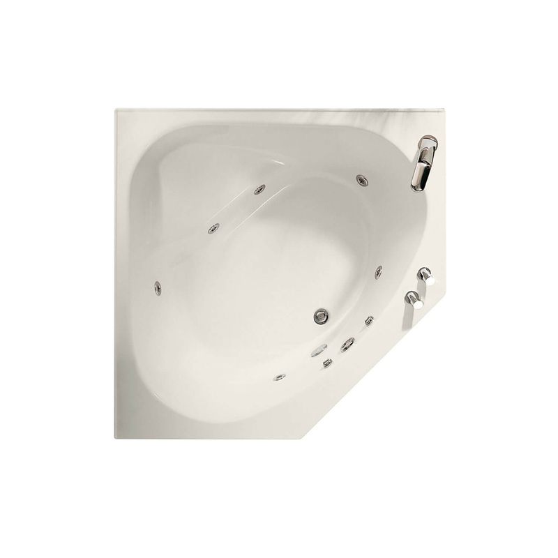 MAAX 100875-000-007-000 Tandem 5454 Acrylic Corner Center Drain Bathtub in Biscuit