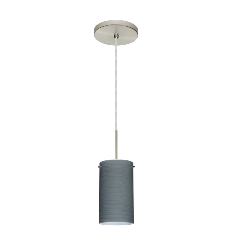One Light Pendant from the Stilo Collection in Satin Nickel Finish by Besa