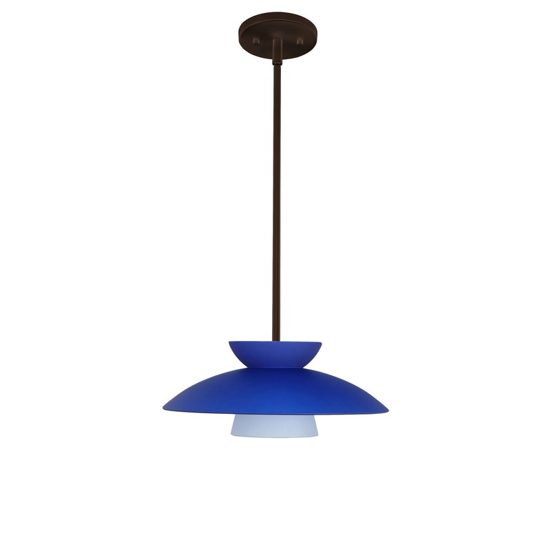 One Light Pendant from the Trilo Collection in Bronze Finish by Besa