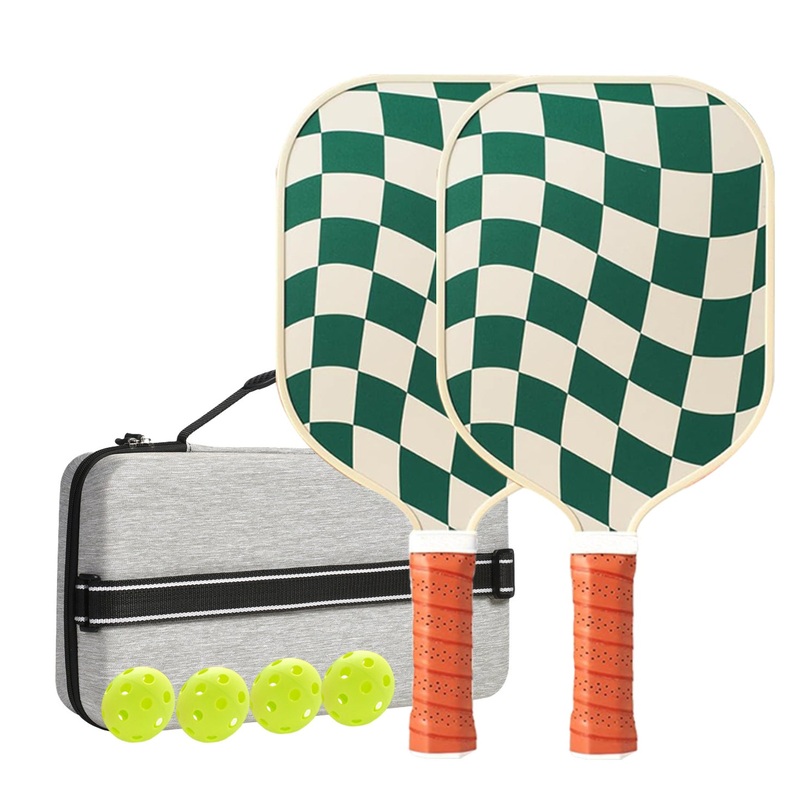 Set 1 White  And Green T700 Carbon Fiber Pickleball Paddle Set – 2 Paddles, 4 Balls, and Portable Carry Bag for Adults and Students