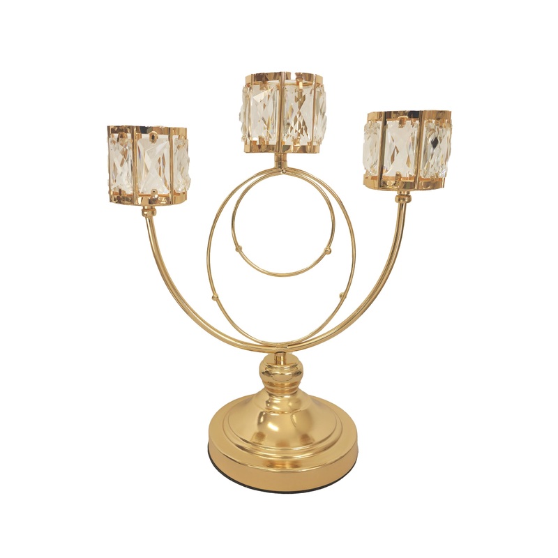 Trio Crystal Candle Holder – Gold