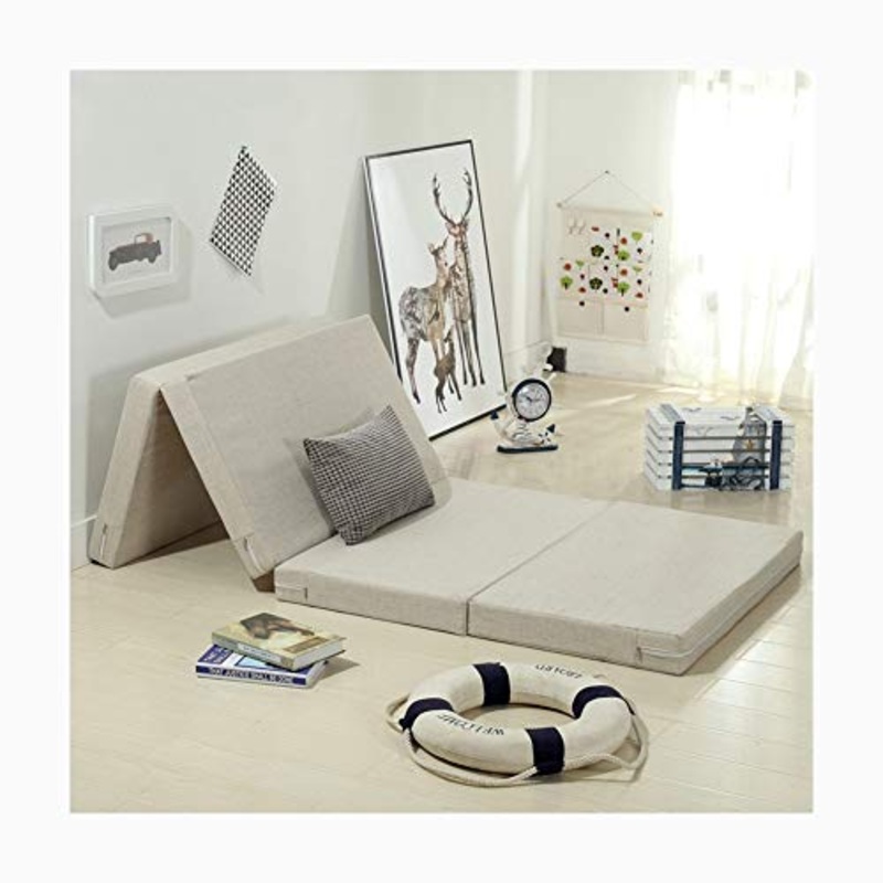 YANGLY 8 Centimetri di Spessore Materasso Pieghevole Multifunzione 4 Fold Materasso for I Giochi di Gioco, Picnic, Yoga, Tatami (Color : Beige, Size : 39x79inch)