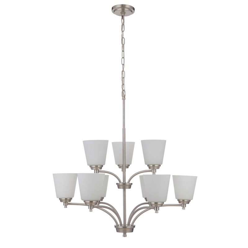 Craftmade 50229-BNK-WG Tyler Nine Light Chandelier Brushed Polished Nickel (Discontinued)
