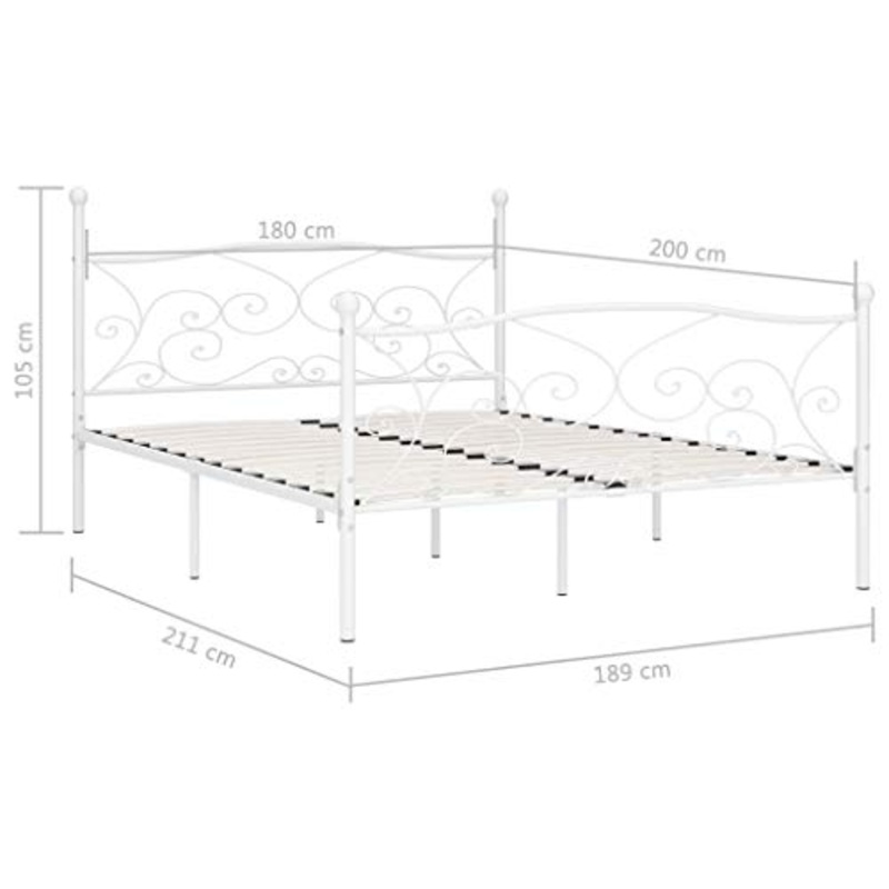 Festnight Giroletto con Doghe Struttura Letto Matrimoniale Design Moderno in Ferro 100×200 cm/140×200 cm/180×200 cm/90×200 cm Struttura Letto Singolo