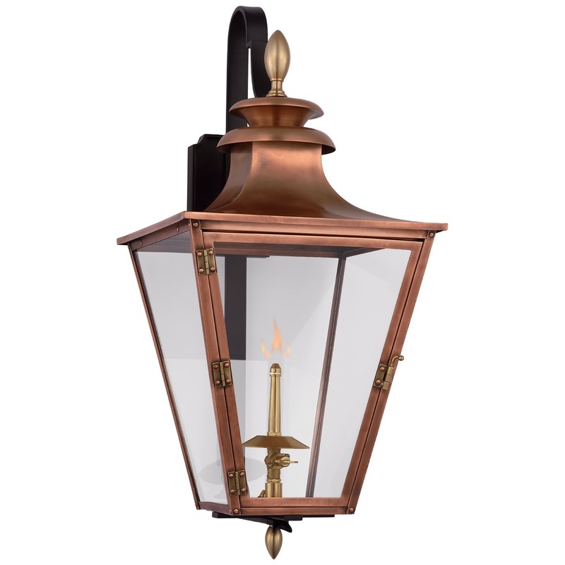 Gas Wall Lantern from the Albermarle Gas Collection in Soft Copper And Brass Finish by Visual Comfort Signature