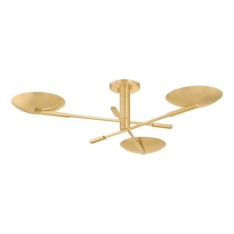 Johnson 3-Light LED Semi Flush Mount Aged Brass