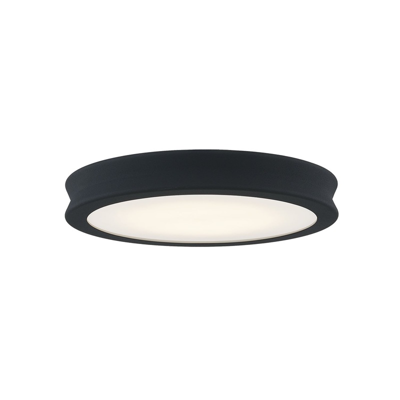LED Flush-Mount from the Bevel Collection in Matte Black – Textured Finish by Justice Designs