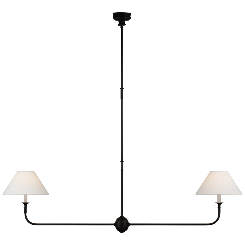 LED Linear Pendant from the Piaf Collection in Aged Iron And Ebonized Oak Finish by Visual Comfort Signature