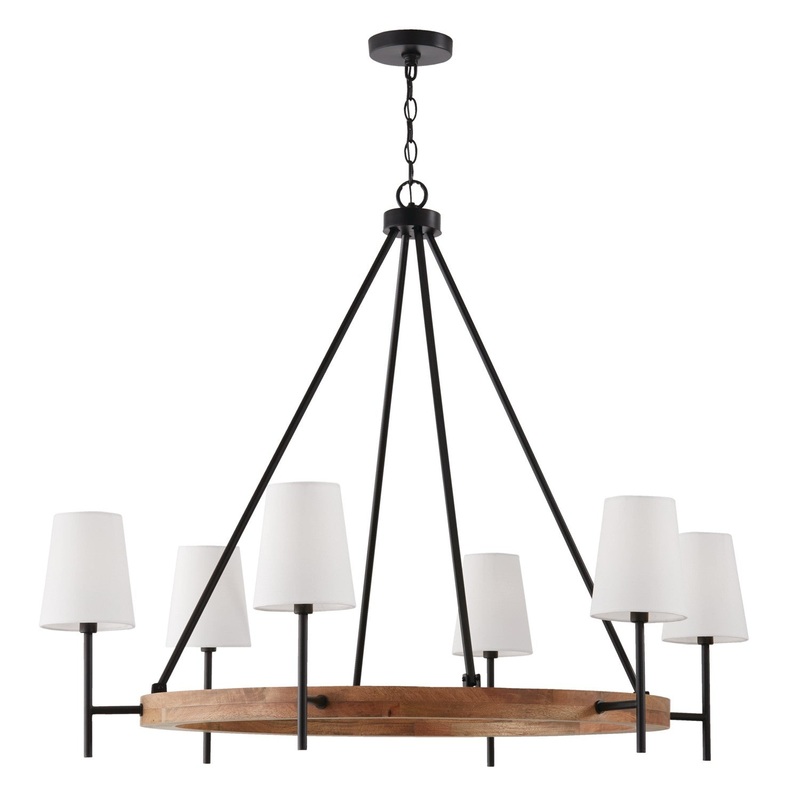 Six Light Chandelier from the Jonah Collection in Light Wood and Matte Black Finish by Capital Lighting