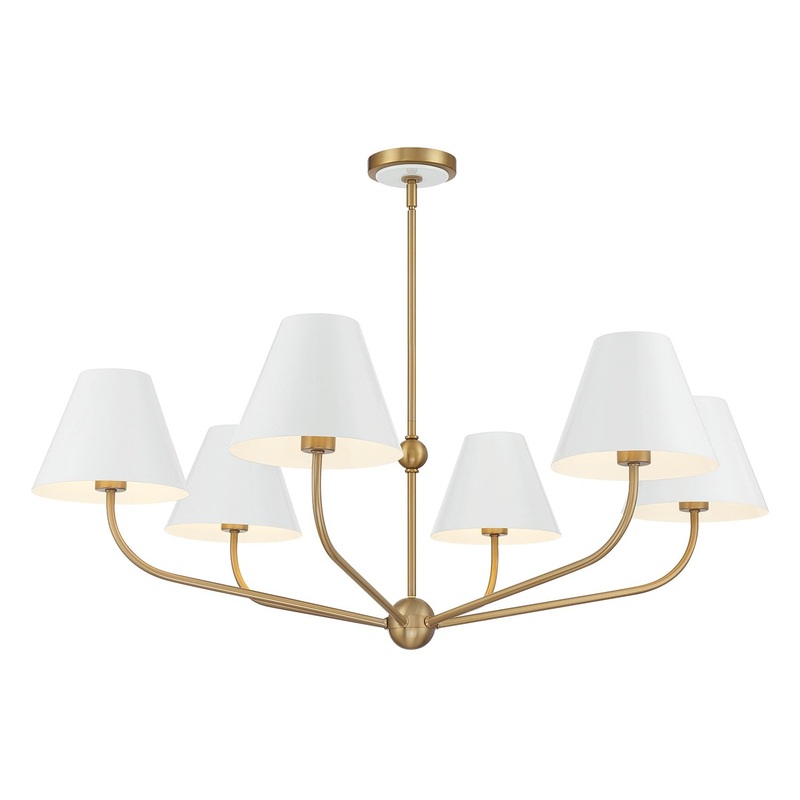 Six Light Chandelier from the Xavier Collection in Vibrant Gold/White Finish by Crystorama