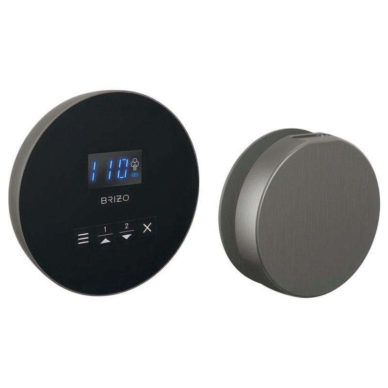 Steam Kit Mystix Lumicoat Luxe Steel Elemental with Round Steam Control & Round Steam Head 2 User Presets Selectable RapidMist Patented Dual Sensor Technology