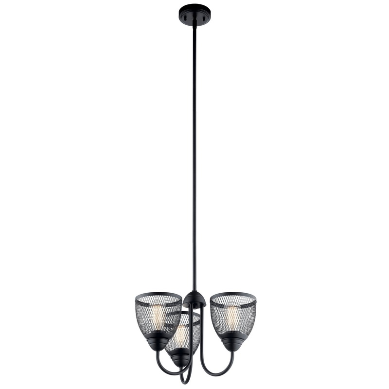 Three Light Chandelier/Semi Flush Mount from the Voclain Collection in Black Finish by Kichler