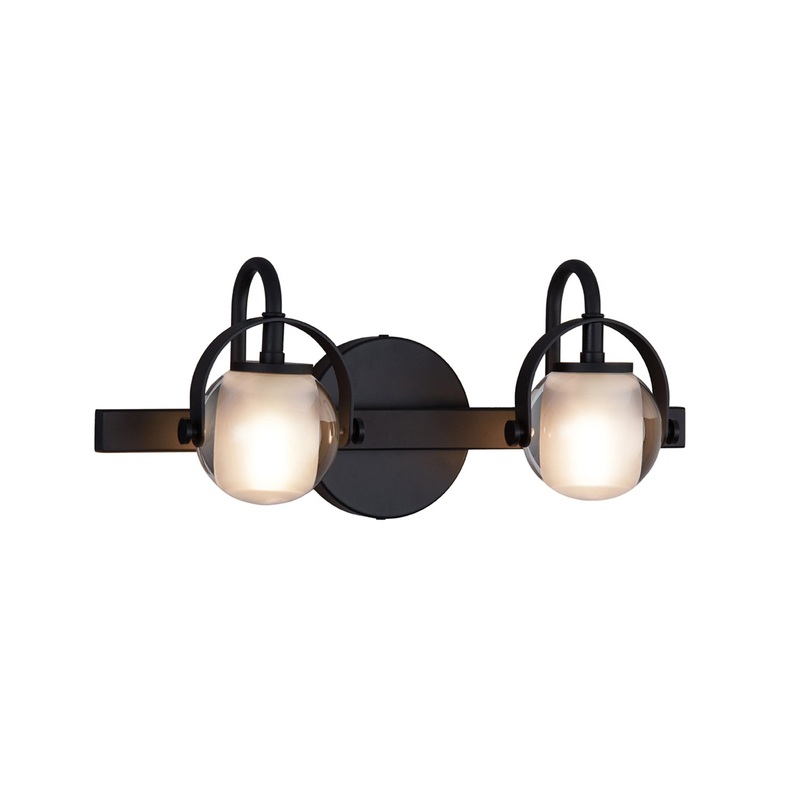 Two Light Bath Bar from the Conduit Collection in Matte Black Finish by Justice Designs