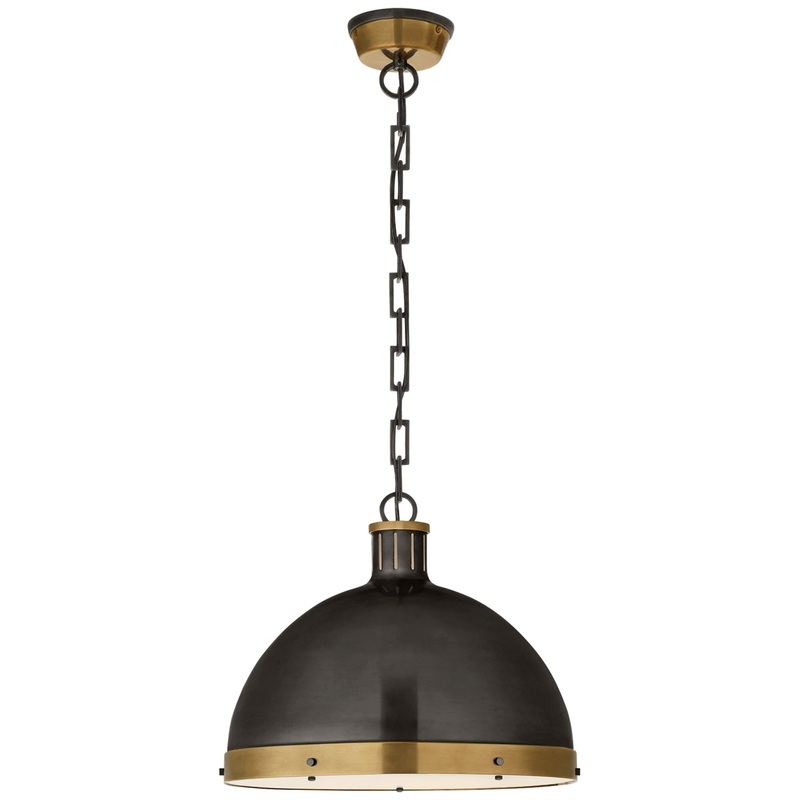 Two Light Pendant from the Hicks Collection in Bronze With Antique Brass Finish by Visual Comfort Signature