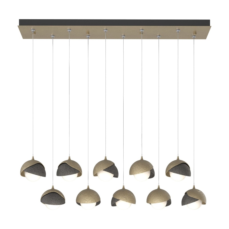 Brooklyn 10-Light Double Shade Pendant Soft Gold Natural Iron