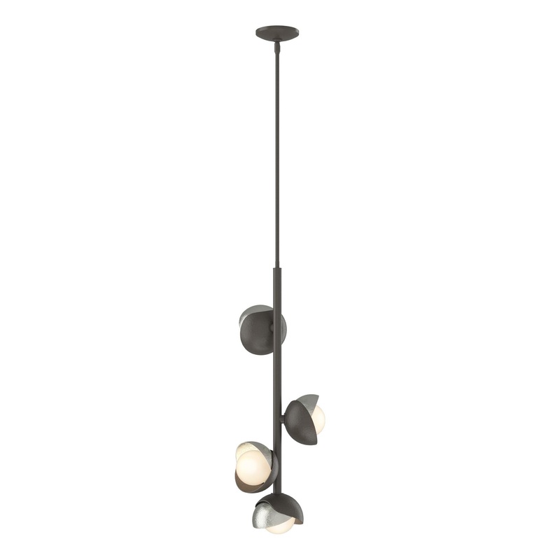 Brooklyn 4-Light Double Shade Vertical Pendant Dark Smoke Sterling