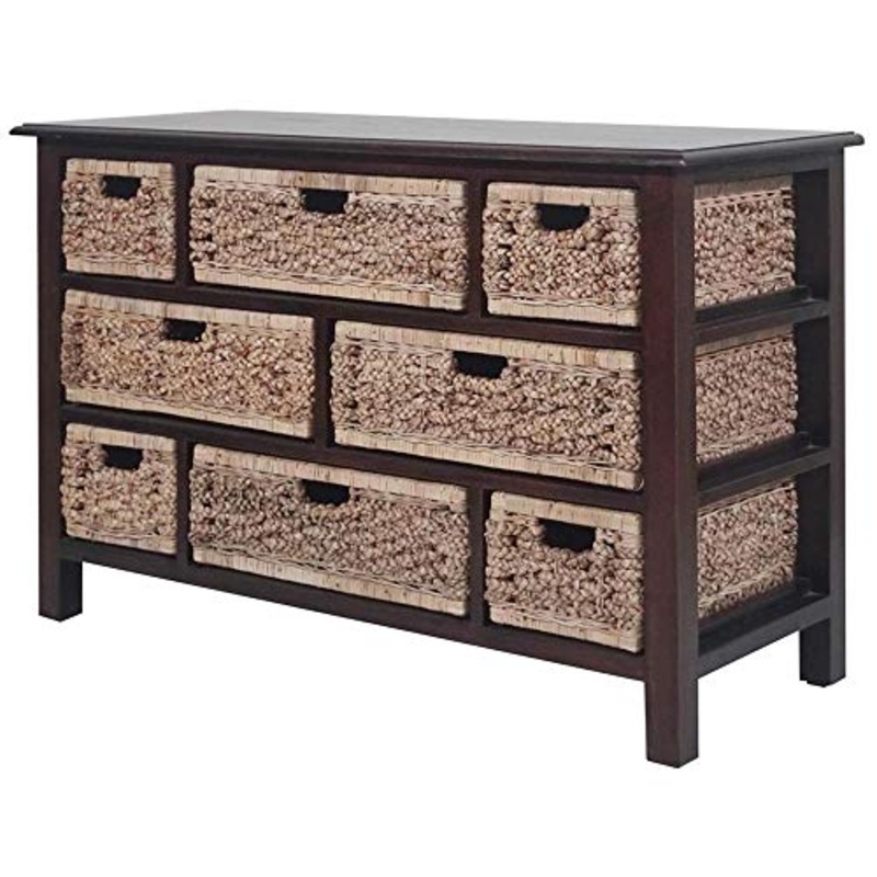 ETNIC ART Etnicart – Cassettiera in mogano massello e giacinto acqua 8 cassetti-120x78x48-Alta qualit