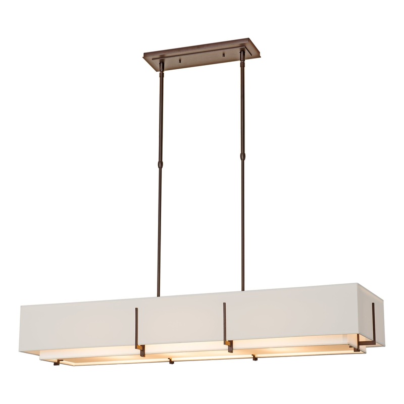 Exos Rectangular Pendant Bronze Natural Anna Inner Shade & Flax Outer Shade