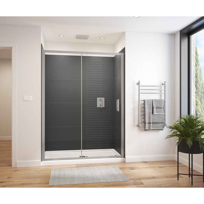MAAX 135238-900-084-000 Connect Pro 57-58  x 76 in. 6mm Sliding Shower Door for Alcove Installation with Clear glass in Chrome