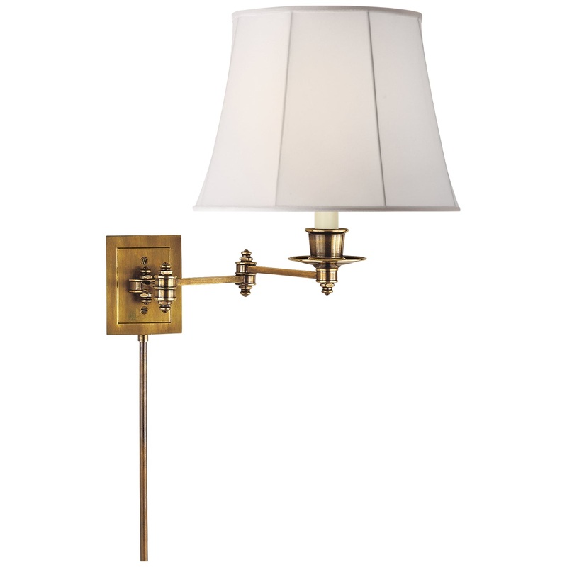 One Light Swing Arm Wall Lamp from the Swing Arm Sconce Collection in Hand-Rubbed Antique Brass Finish by Visual Comfort Signature
