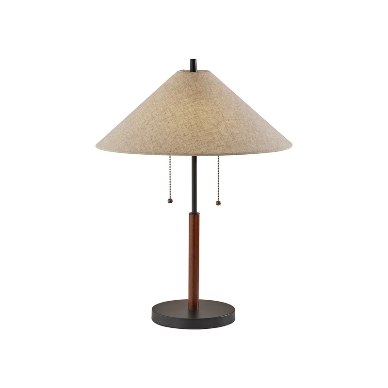 Palmer Table Lamp Black & Walnut Wood