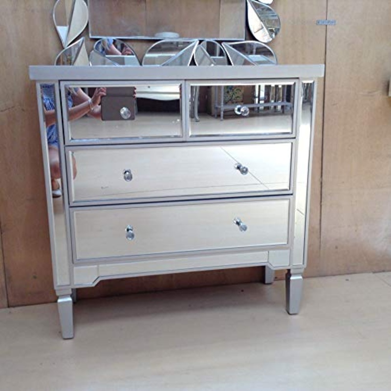 Port de Soller Furntiure Valetta – Cassettiera con 4 cassetti, colore: Argento