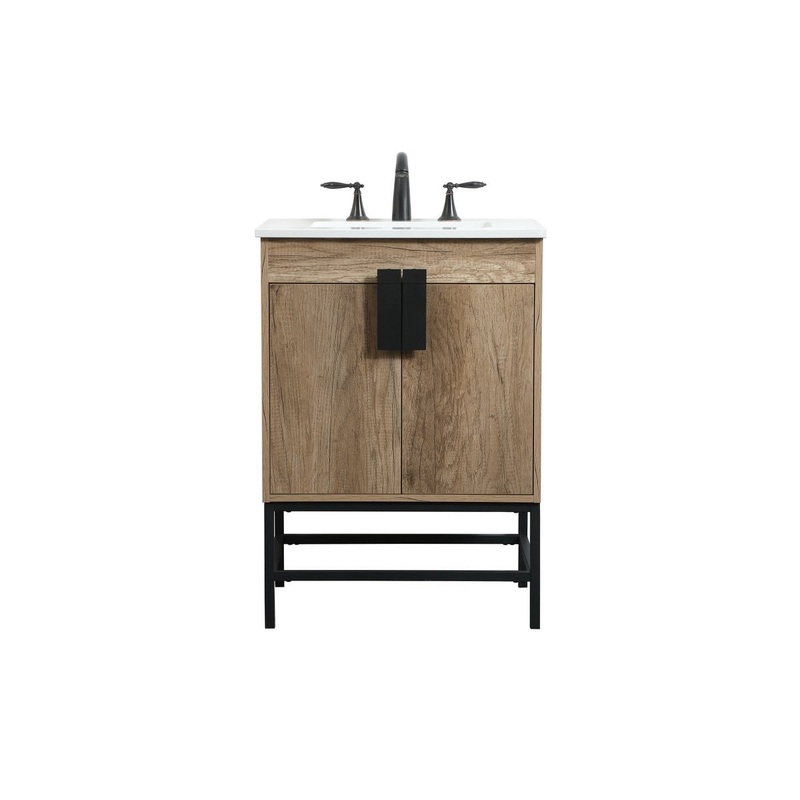 Single Bathroom Vanity from the Eugene Collection in Natural Oak Finish by Elegant Lighting