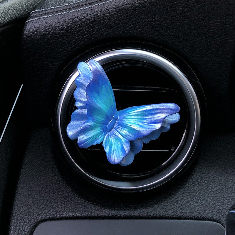 Starry Sky Blue Butterfly Set of 3 Butterfly Car Air Vent Clips – Decorative Scent Diffuser Ornaments