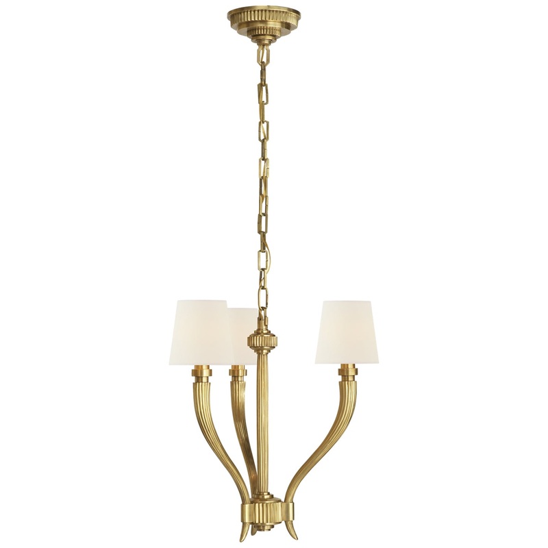 Three Light Chandelier from the Ruhlmann Collection in Antique-Burnished Brass Finish by Visual Comfort Signature
